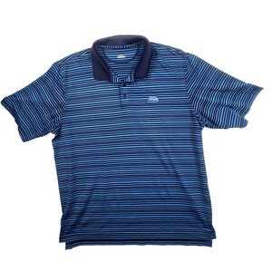 Under Armour PGA West Golf Polo XL Blue Striped Loose Fit Performance